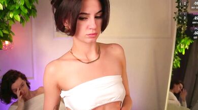 JuicyMolly's big tits bounce while she strips down and gets a wild doggy-style ride