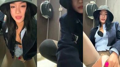 Asia-Melody gives a hot public blowjob while flaunting her vibrator in a recordable frame