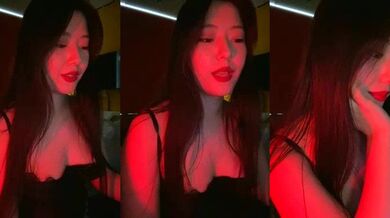 EvaLee's first cam2cam blowjob experience: a young, cheap, and private Asian babe gags on a stranger's cock in a sexy