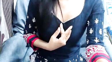 Sassy_Myra: A young Indian cam girl fingers herself topless in a romantic Lovense video
