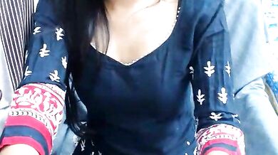 Sassy_Myra: A young Indian cam girl fingers herself topless in a romantic Lovense video