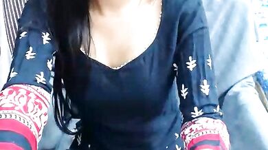 Sassy_Myra: A young Indian cam girl fingers herself topless in a romantic Lovense video