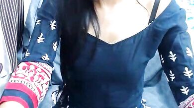 Sassy_Myra: A young Indian cam girl fingers herself topless in a romantic Lovense video