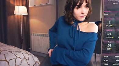 Sibley Burner records petite brunettes in public as they game and gagging on his hard cock