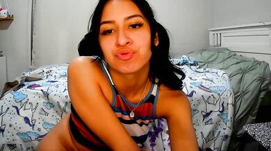 Brownbunny512 flashes her oiled-up body and gags on a hard cock